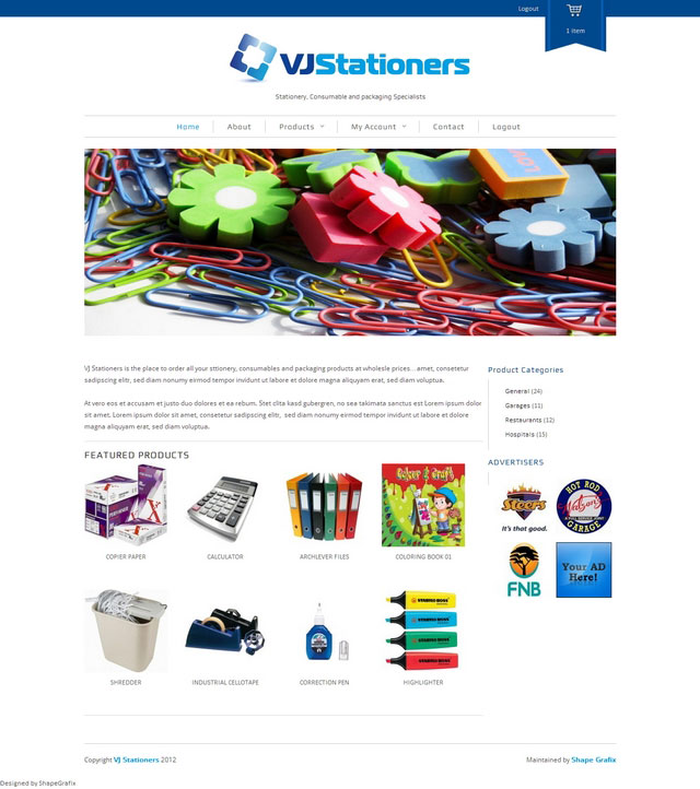 VJ Stationers Home Page