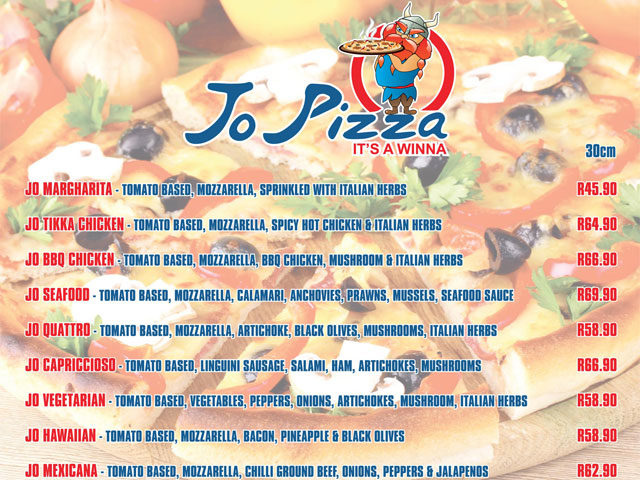 Signage – Menu Board Jo Pizza